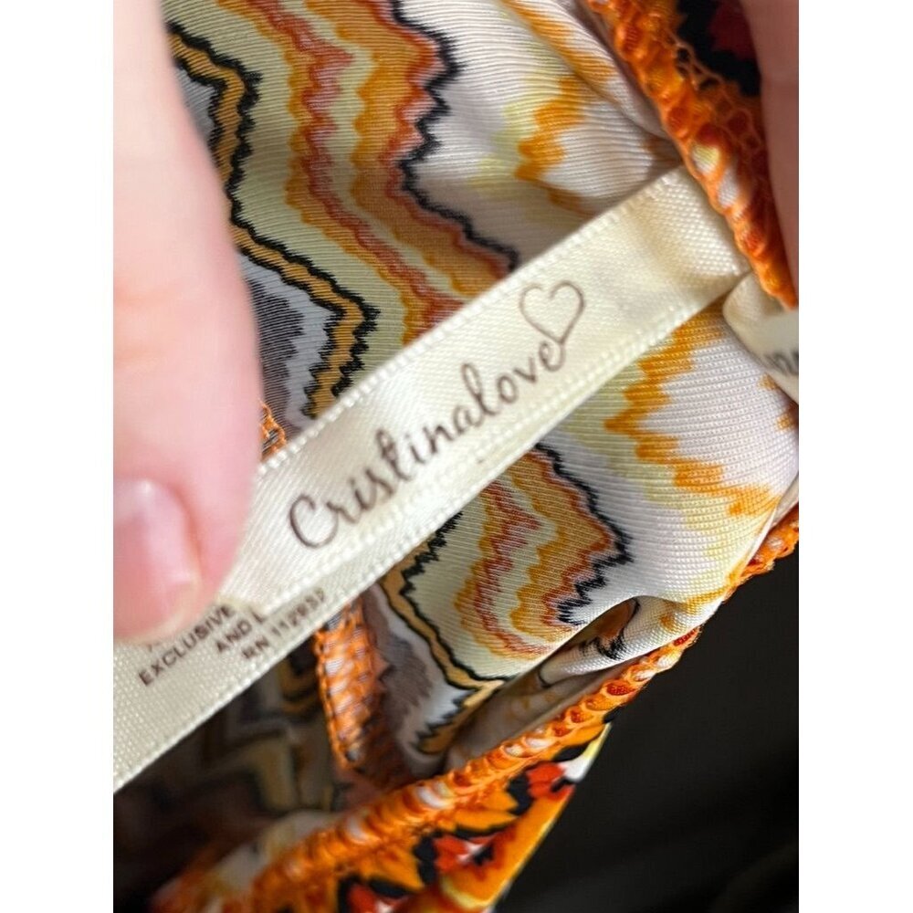 Retro Chevron Halter Maxi Dress S Brown Aztec Boho Indie Folk Funky Western Chic - Picture 8 of 9